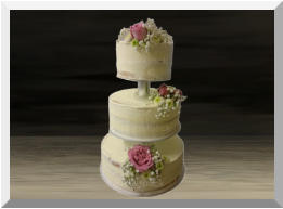 Hochzeitstorte 3-Stöckig: nacked mit Rosen