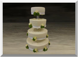 Hochzeitstorte 4-Stöckig: weiß eingedeckt